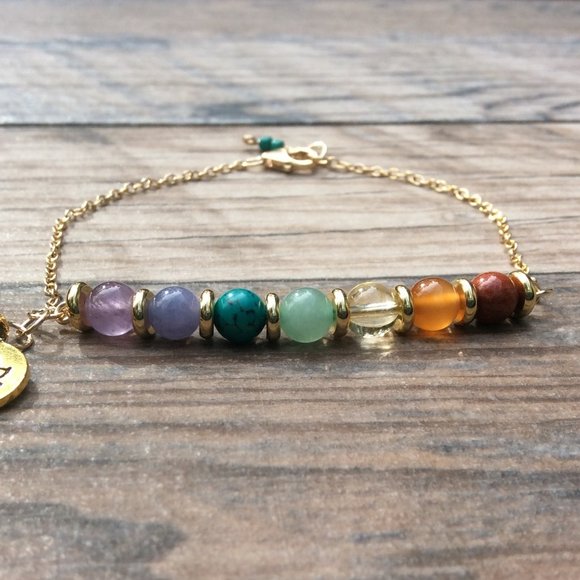 Chakra anklet, 14k Gold filled, Lotus anklet, rainbow anklet, crystal healing - Picture 3 of 8